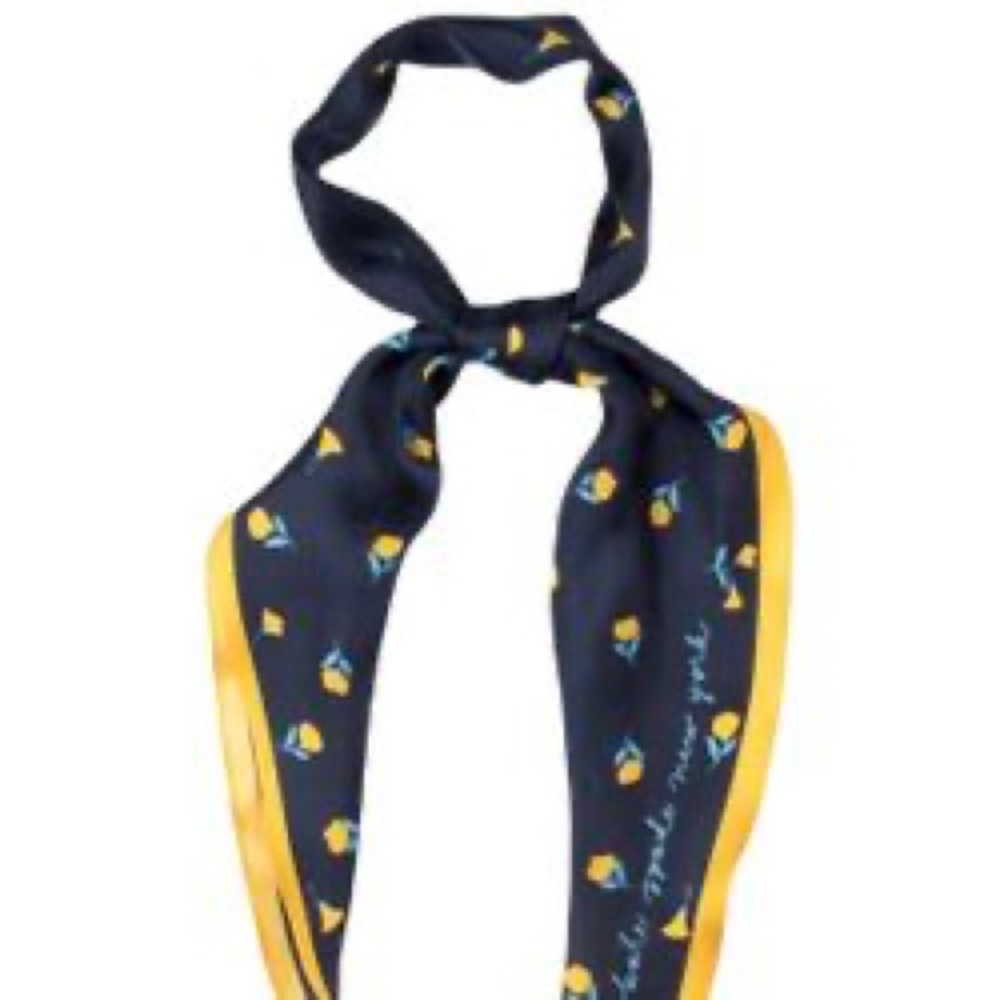 KATE SPADE GARDEN DITSY DIAMOND SHAPE SILK SCARF BLUE YELLOW NWOT